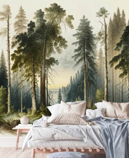 green forest wallpaper for office