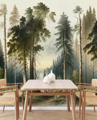 green forest wallpaper for office