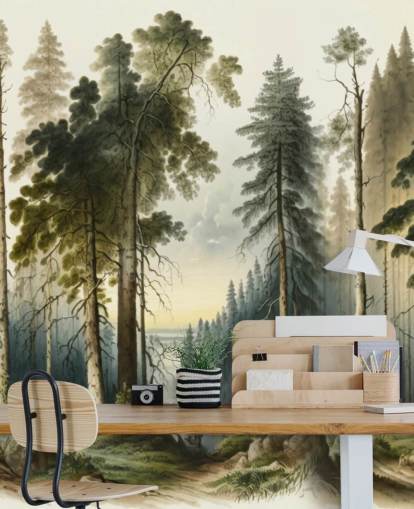 green forest wallpaper for office