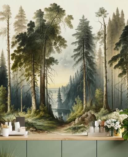 grön skog tapet för kontor