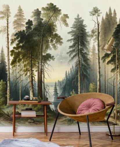 green forest wallpaper for office