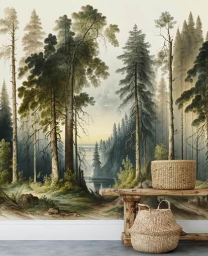 green forest wallpaper for office