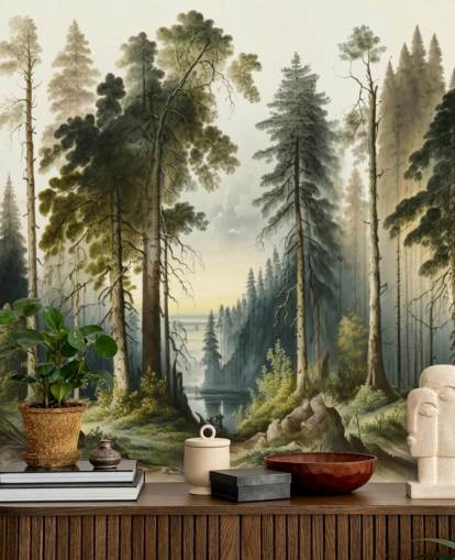 green forest wallpaper for office