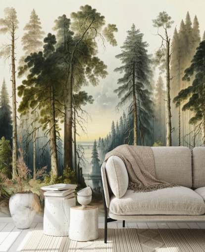 green forest wallpaper for office