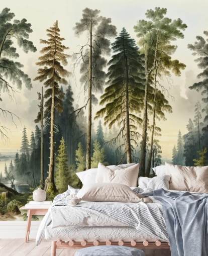 green tree wallpaper mural