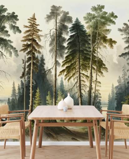 Tapeten-Wandbild mit grünem Baum Tapeten-Wandbild mit grünem Baum