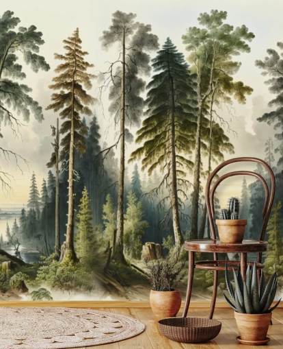 Tapeten-Wandbild mit grünem Baum