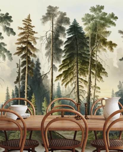 Tapeten-Wandbild mit grünem Baum