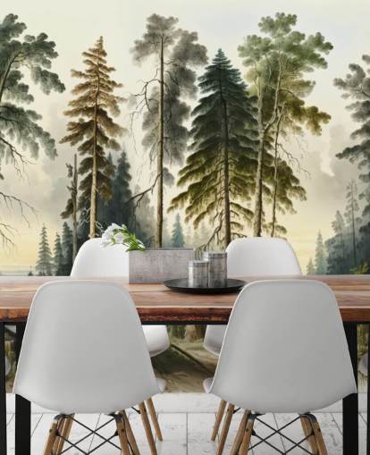 green tree wallpaper mural