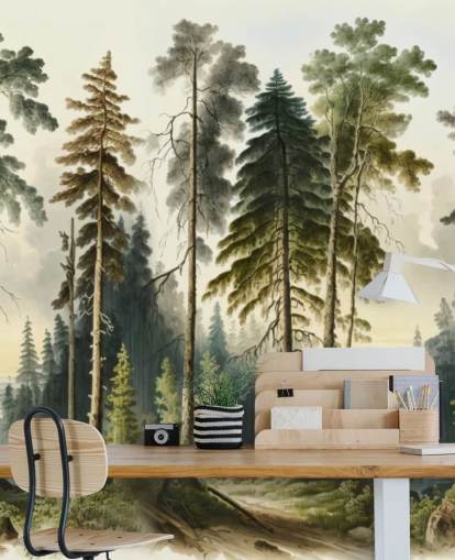 Tapeten-Wandbild mit grünem Baum