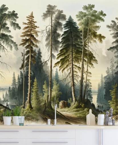 mural de papel de parede de árvore verde