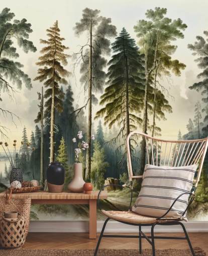 Tapeten-Wandbild mit grünem Baum Tapeten-Wandbild mit grünem Baum