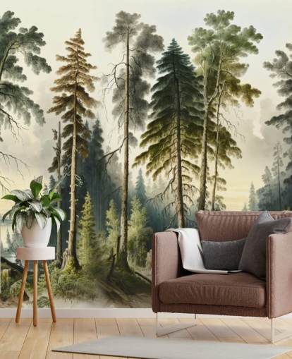 Tapeten-Wandbild mit grünem Baum Tapeten-Wandbild mit grünem Baum