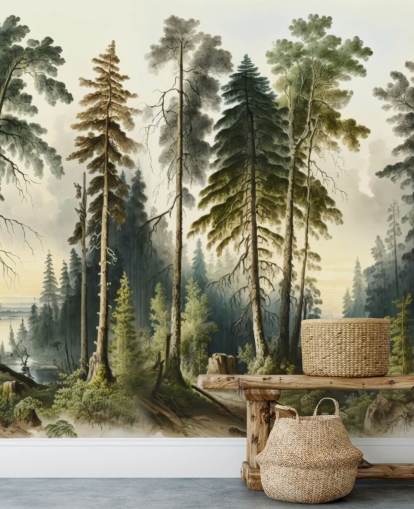 Tapeten-Wandbild mit grünem Baum Tapeten-Wandbild mit grünem Baum