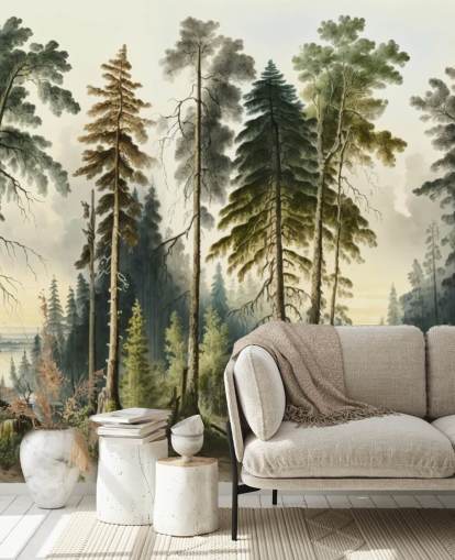 Tapeten-Wandbild mit grünem Baum