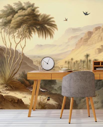 Mural de papel de parede de paisagem de montanhas do deserto