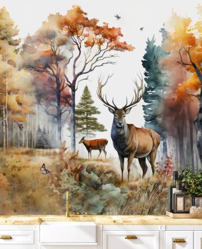 brown and green forest wallpaper with stags for bedroom brown and green forest wallpaper with stags for bedroom