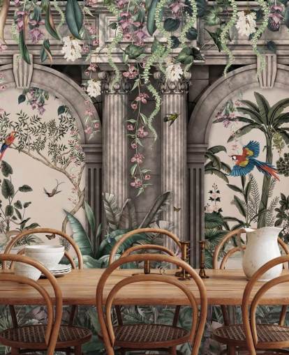 jungle wallpaper with facade