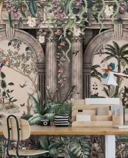 jungle wallpaper with facade