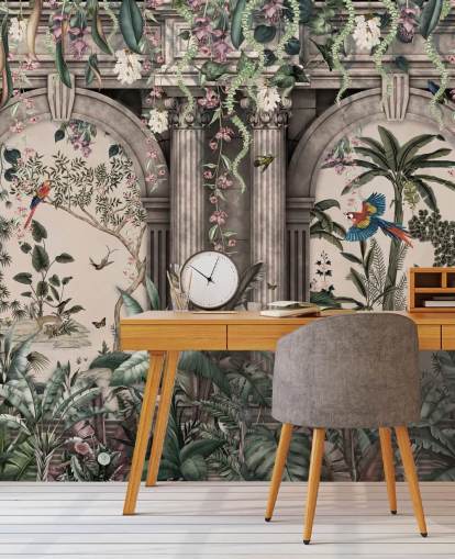 papel de parede da selva com fachada