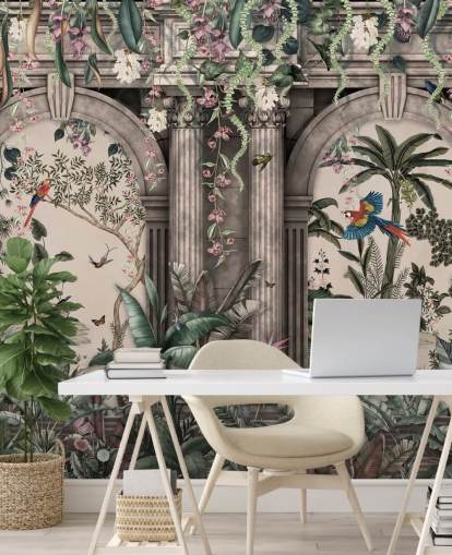 papel de parede da selva com fachada