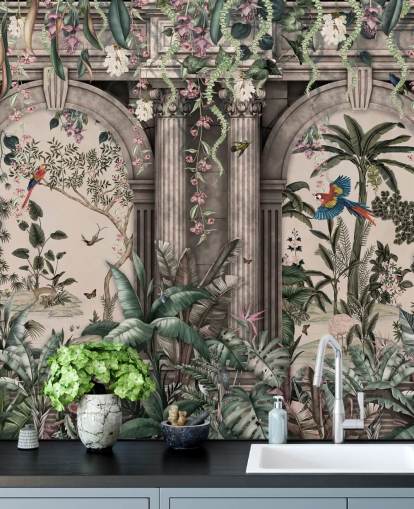 junglebehang met gevel junglebehang met gevel