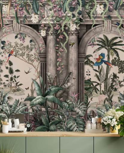 jungle wallpaper with facade
