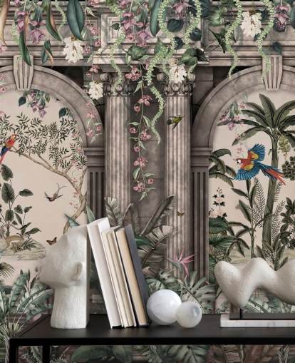 jungle wallpaper with facade