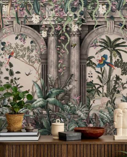 junglebehang met gevel junglebehang met gevel