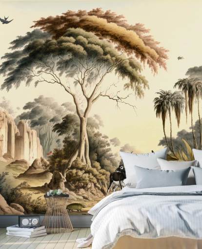 papier peint lumineux de la jungle avec des animaux pour chambre papier peint lumineux de la jungle avec des animaux pour chambre