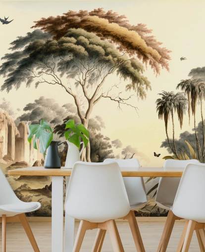 brillante fondo de pantalla de jungla con animales para dormitorio