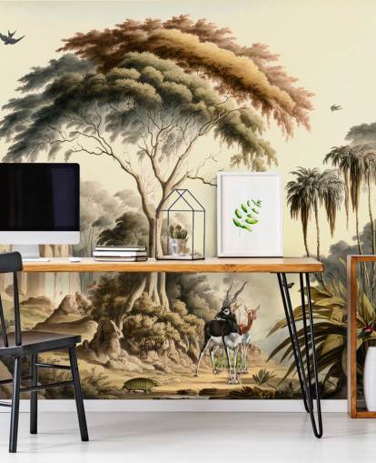 brillante fondo de pantalla de jungla con animales para dormitorio