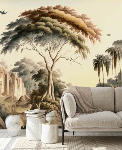 helder junglebehang met dieren voor de slaapkamer