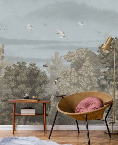 colourful forest wallpaper with birds for a bedroom colourful forest wallpaper with birds for a bedroom