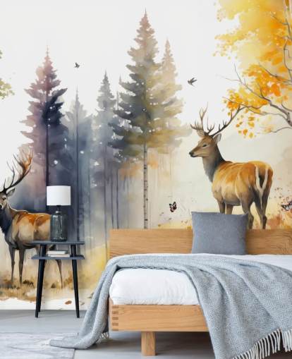 dark forest wallpaper mural with stags for bedroom dark forest wallpaper mural with stags for bedroom