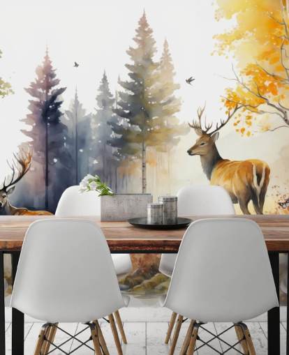 papier peint mural de la forêt sombre avec cerfs pour chambre à coucher papier peint mural de la forêt sombre avec cerfs pour chambre à coucher