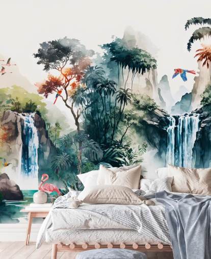 Papel de parede mural colorido em aquarela