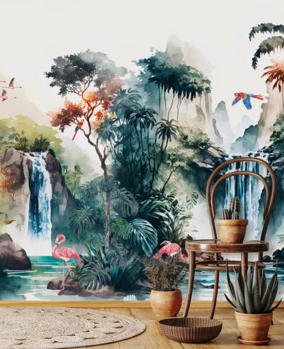 Bunte Aquarell-Wandtapete