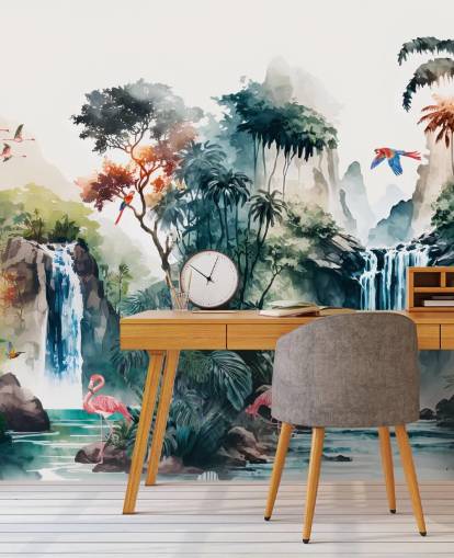 Papel de parede mural colorido em aquarela
