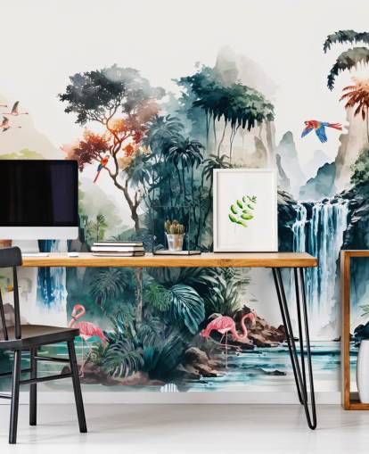 Färgglada akvarell väggmålning