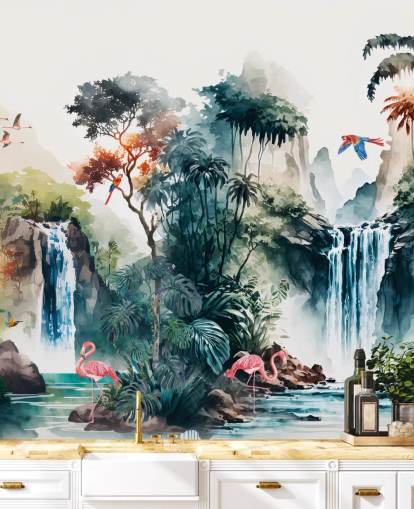 Colorful Watercolor Mural Wallpaper