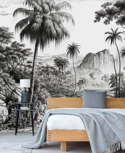 Jungle Wallpaper in Monochrome