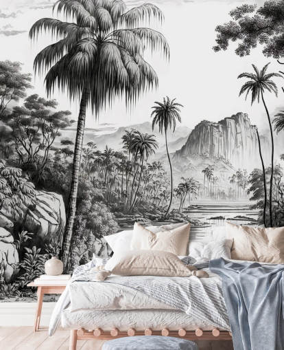 Papel de parede da selva em monocromático