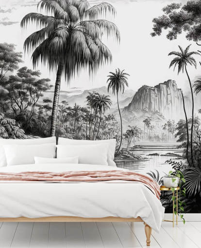 Papel de parede da selva em monocromático