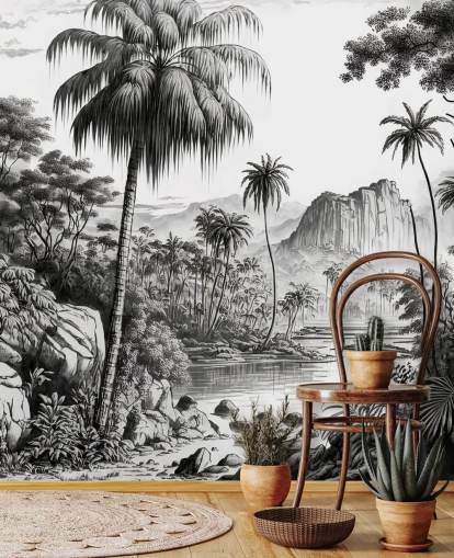 Fondo de pantalla de jungla en monocromo