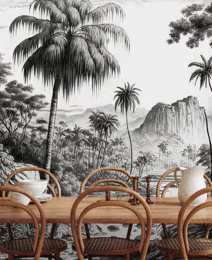 Jungle tapet i monokrom