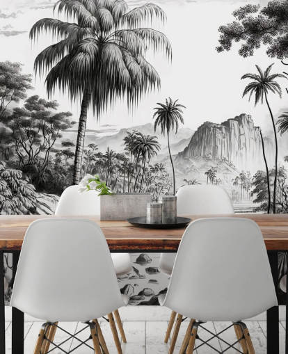 Papel de parede da selva em monocromático