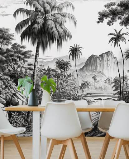 Fondo de pantalla de jungla en monocromo Fondo de pantalla de jungla en monocromo