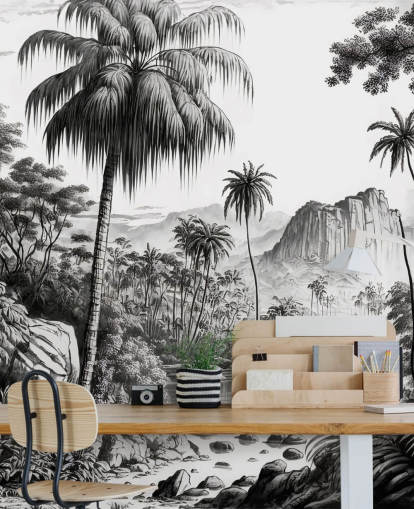 Jungle Wallpaper in Monochrome