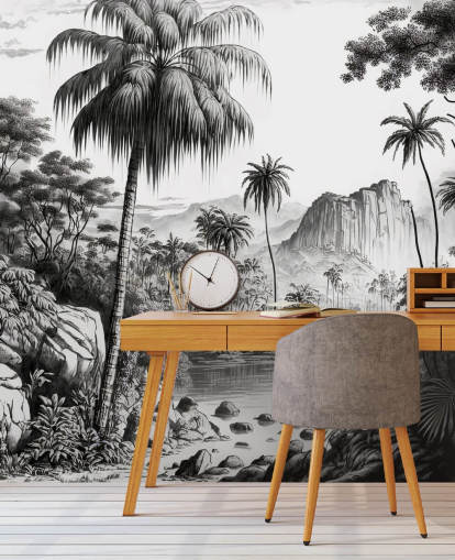 Fondo de pantalla de jungla en monocromo